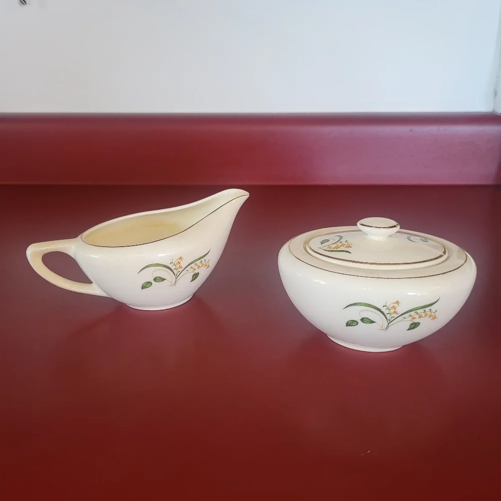 Vintage Forsythia Cream and Sugar Set